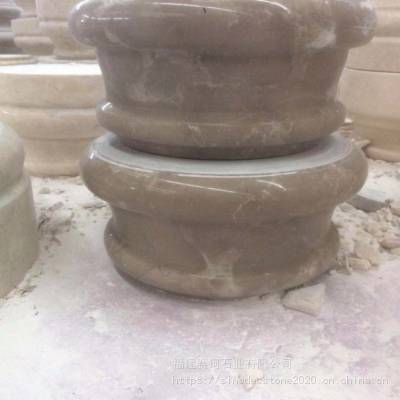 灰色大理石圓柱加工天然石材實(shí)心圓柱羅馬柱